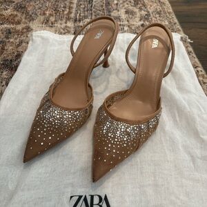 Zara Rhinestone Slingback Heels